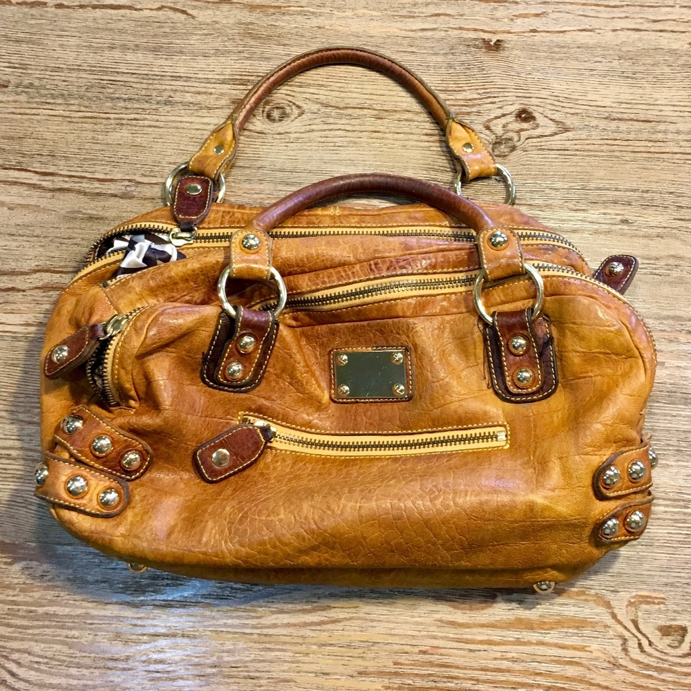 Linea Pelle Cognac Handbag w/Grommet